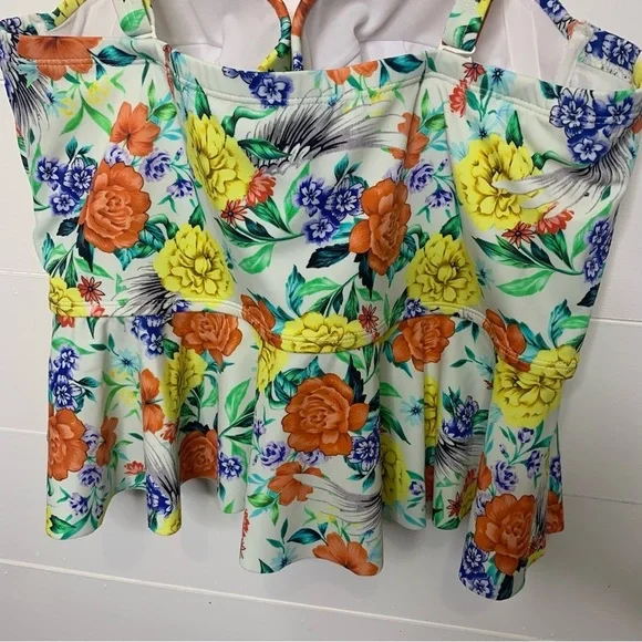 Torrid floral peplum swim top 1X - Picture 9 of 12